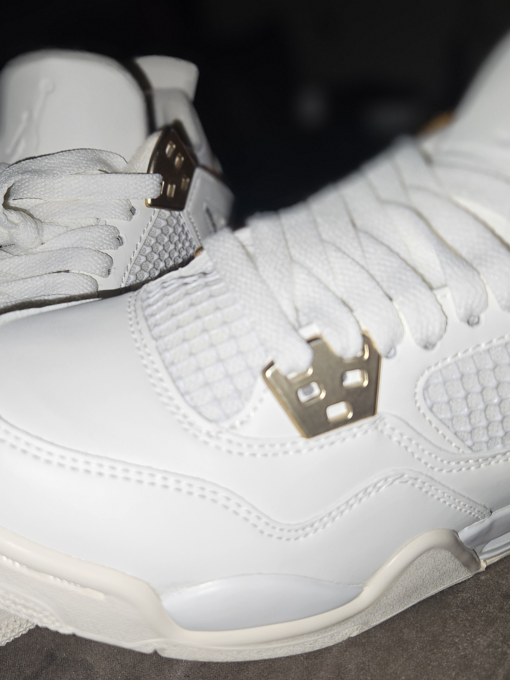 Jordan Women's White and Gold Sneakers - Picture 4 of 12